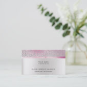Glitzer Minimal Pink Rose Imitate Silver Vip Visitenkarte (Stehend Vorderseite)