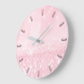 Glitzer Minimal Rosa Rose Rosengarten Pinie Große Wanduhr (Winkel)