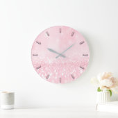Glitzer Minimal Rosa Rose Rosengarten Pinie Große Wanduhr (Zuhause)