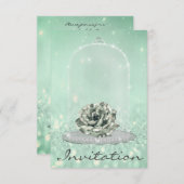 Glitzer Mint Green Tiffany Diamond Rose Sweet 16. Einladung (Vorne/Hinten)