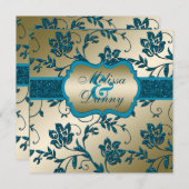 Glitzer mit Aquamarinen IMITATEN und  Einladung (Vorne/Hinten)