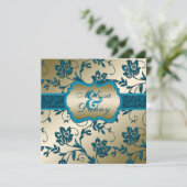 Glitzer mit Aquamarinen IMITATEN und  Einladung (Stehend Vorderseite)