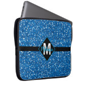 Glitzer mit blauen Imitaten mit Monogram Laptopschutzhülle (Vorne Rechts)