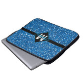 Glitzer mit blauen Imitaten mit Monogram Laptopschutzhülle (Vorne Knopf)
