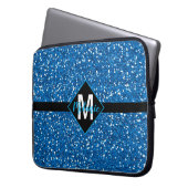 Glitzer mit blauen Imitaten mit Monogram Laptopschutzhülle (Vorderseite Links)