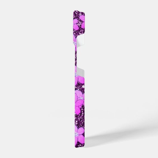 Glitzer mit Blume iPhone Hülle (Linke Seite)