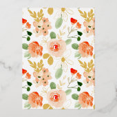 Glitzer mit Blumenmotiven Quinceñera Gold Folieneinladung (Rückseite)