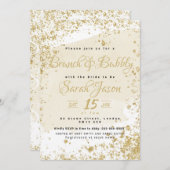 Glitzer mit Brunch und Bubbly Einladung (Vorne/Hinten)