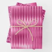 Glitzer mit den rosa Streifen Geschenkpapier Set (Beispiel)
