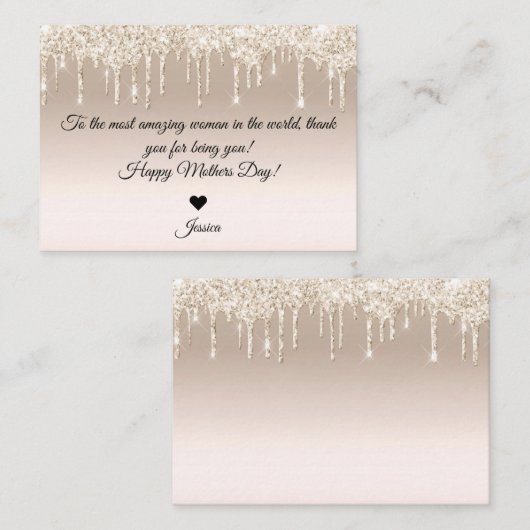 Glitzer mit glücklichen Müttern treiben Gold Mitteilungskarte (Vorne/Hinten)