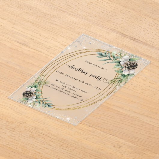 Glitzer mit goldfarbenem Kegel mattiertes Party Acryleinladungen (Ablage )