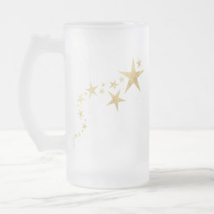 Glitzer mit Goldfolie Mattglas Bierglas