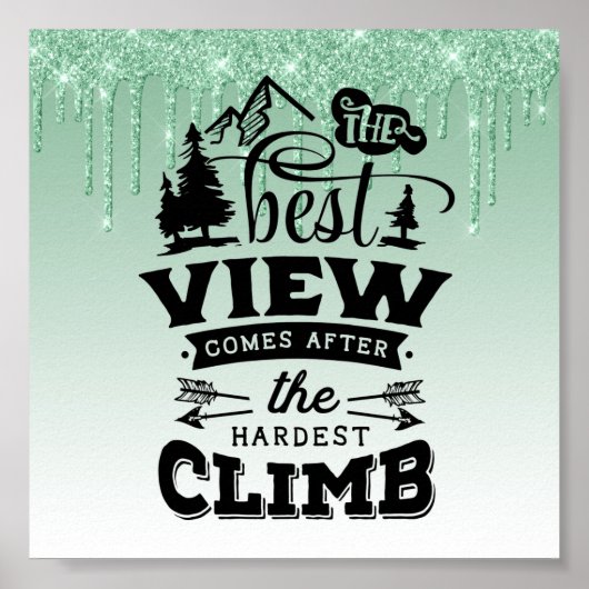 Glitzer mit grünem Drilling Inspiration Zitat Post Poster (Vorne)