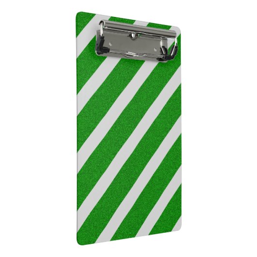 Glitzer mit grünem Streifen Mini Klemmbrett (Schrägansicht)