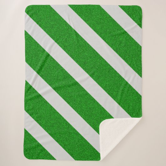 Glitzer mit grünem Streifen Sherpadecke (Vorderseite)