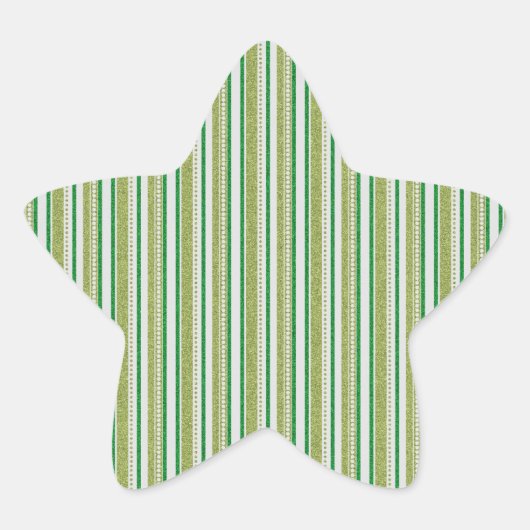 Glitzer mit grünen Streifen Stern-Aufkleber (Vorderseite)