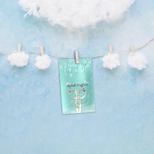 Glitzer mit Haarnadelspalte Tropfen Kaffeemaschine Visitenkarte