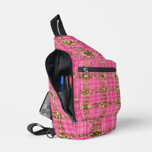 GLITZER MIT HELLEN PINKEN UND GOLD SEHEN KARIERT P CROSSBODY BAG