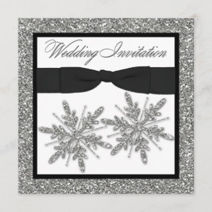Glitzer mit KLEINEN BLICKEN Schneeflocken Hochzeit Einladung