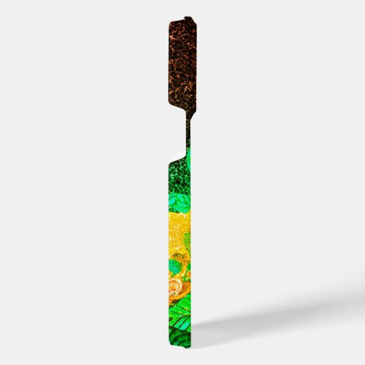 Glitzer mit Monogramm Blume iPhone Hülle (Rechte Seite)