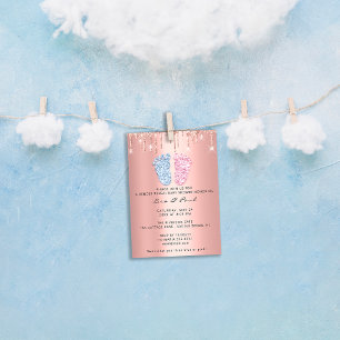 Glitzer mit offenem Geschlecht Pink Blue Tropfen B Einladung
