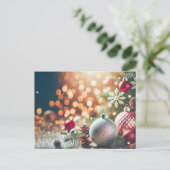 Glitzer mit Ornamenten Weihnachten Postkarte (Stehend Vorderseite)
