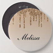 Glitzer mit personalisiertem Namen Button (Vorne & Hinten)
