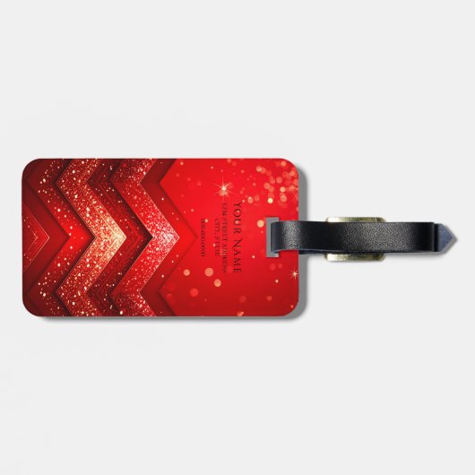 Glitzer mit roter Dekoration Gepäckanhänger (Rückseite horizontal)