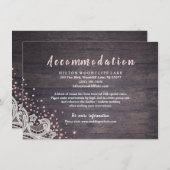 Glitzer mit rustikalen Spitzen und Holzblüten Begleitkarte (Vorne/Hinten)