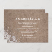 Glitzer mit rustikalen Spitzen und Holzblüten Begleitkarte (Vorne/Hinten)