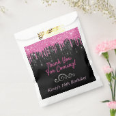 Glitzer mit schwarz-rosa Tropfen Sweet 16 Geschenktütchen (Versiegelt)