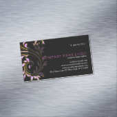 Glitzer mit schwarzem, rosa und goldfarbenem Blume Magnetische Visitenkarte (Beispiel)