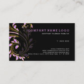 Glitzer mit schwarzem, rosa und goldfarbenem Blume Visitenkarte (Rückseite)