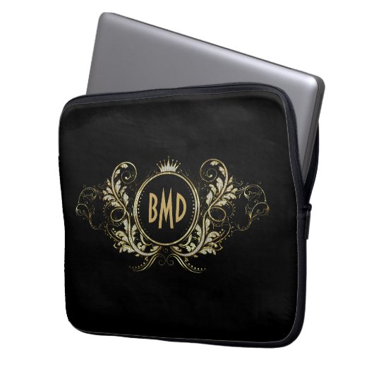 Glitzer  mit schwarzen und Imitaten Laptopschutzhülle (Vorderseite Links)