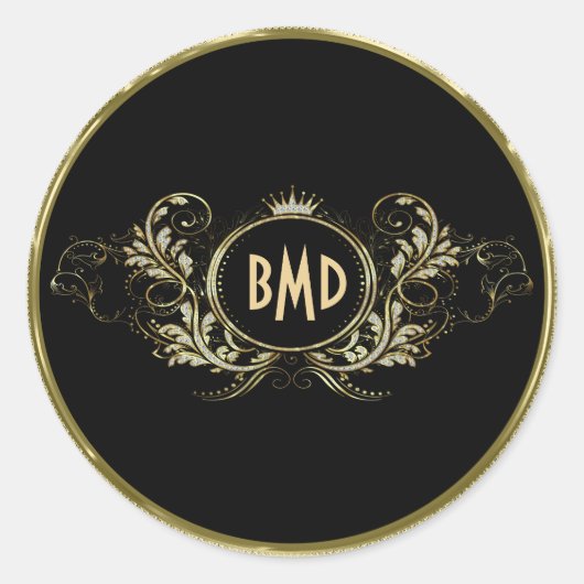 Glitzer mit schwarzen und Imitaten Runder Aufkleber (Vorderseite)