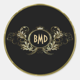 Glitzer mit schwarzen und Imitaten Runder Aufkleber