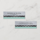 Glitzer mit Zickzack, grünem Silbermuster Mini Visitenkarte (Vorne/Hinten)