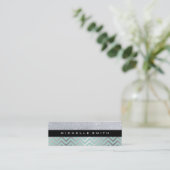 Glitzer mit Zickzack, grünem Silbermuster Mini Visitenkarte (Stehend Vorderseite)