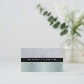 Glitzer mit Zickzack, grünem Silbermuster Visitenkarte (Stehend Vorderseite)