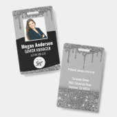 Glitzer Mitarbeiter Foto ID Abzeichen Ausweis (Vorder- & Rückseite)