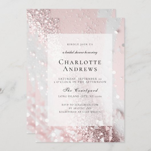 Glitzer, modern, Brautparty Einladung (Vorne/Hinten)