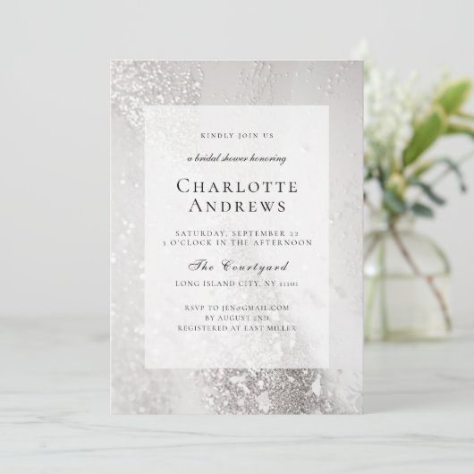 Glitzer, modern, Brautparty Einladung (Stehend Vorderseite)