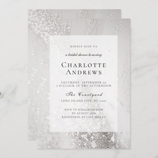 Glitzer, modern, Brautparty Einladung (Vorne/Hinten)