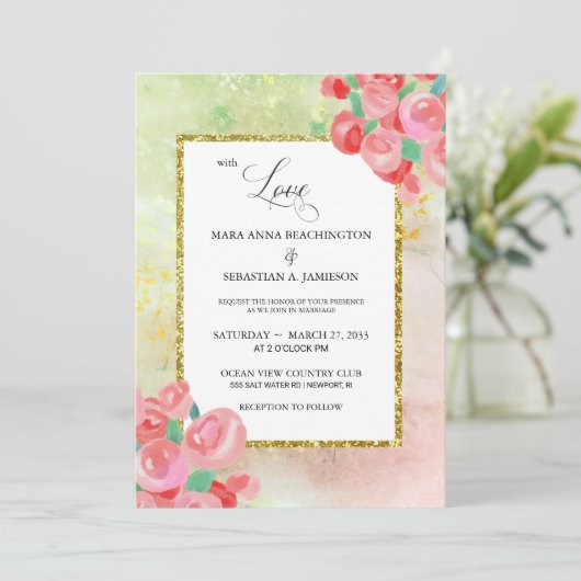 *~* Glitzer Moderne Abstrakte Blütenminze Einladung (Stehend Vorderseite)