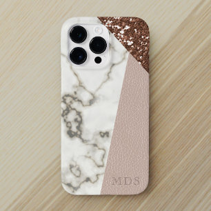 Glitzer Moderne Marmoranlage Rose Gold Pink Fantas iPhone 15 Pro Max Hülle