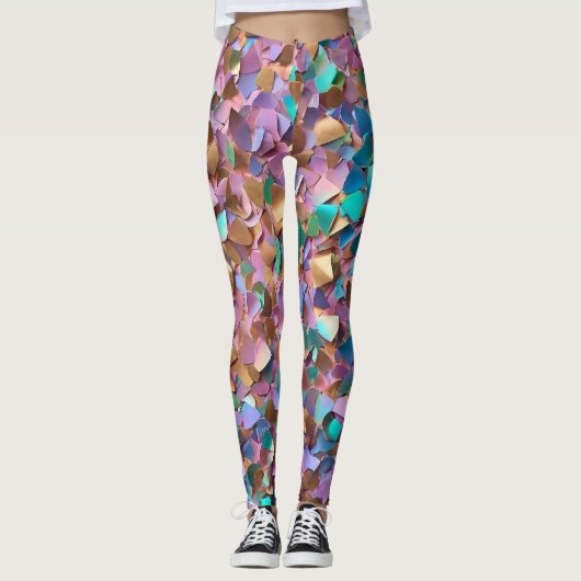 Glitzer Moderne opal-holografische Sammlung Leggings (Vorderseite)
