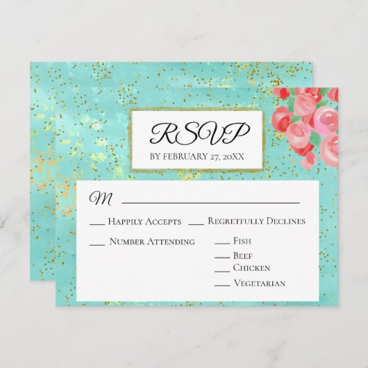 *~* Glitzer Modernes Abstraktes Hochzeitsszenario RSVP Karte (Vorne/Hinten)