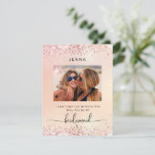 Glitzer Modernes Foto "Werden Sie meine Brautjungf (Stehend Vorderseite)