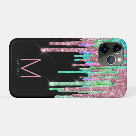 Glitzer Monogram Case-Mate iPhone Hülle (Rückseite (Horizontal))