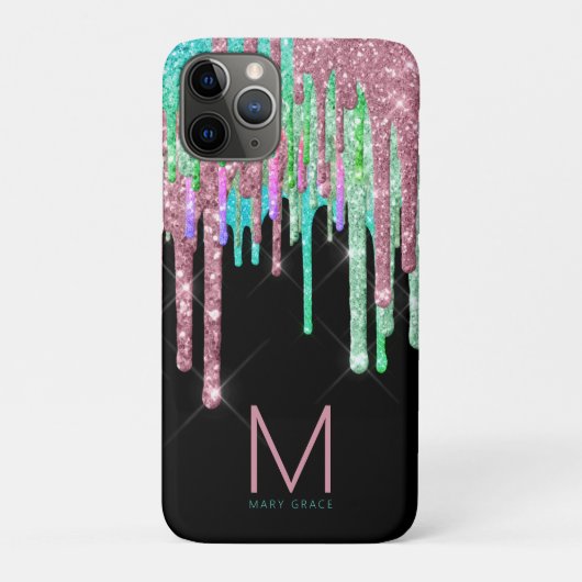 Glitzer Monogram Case-Mate iPhone Hülle (Rückseite)